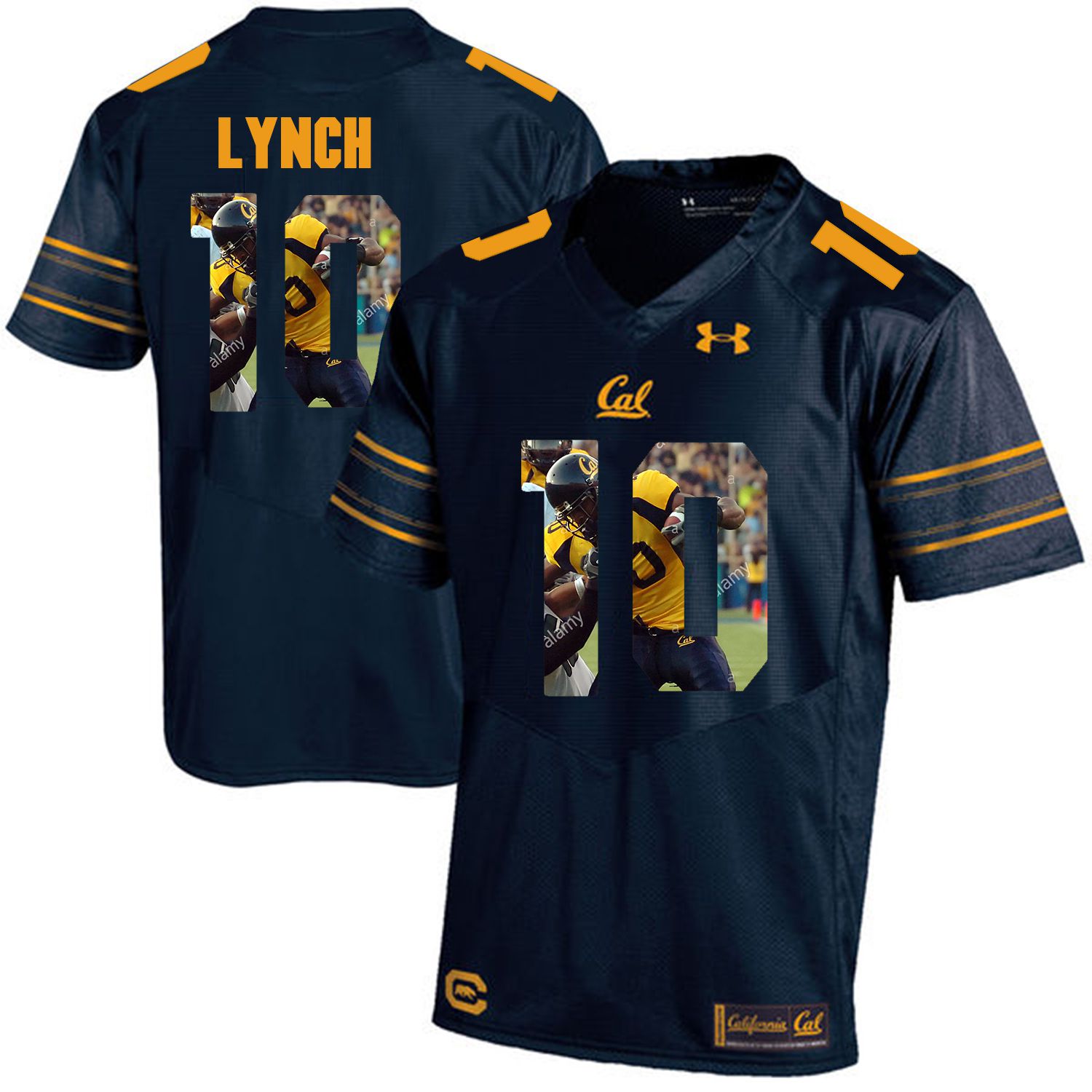 Men California Golden Bears #10 Marshawn Lynch Dark blue Customized NCAA Jerseys1->customized ncaa jersey->Custom Jersey